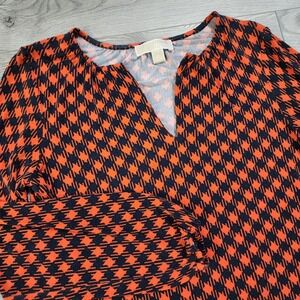Michael Kors Women's Top Navy/Black Orange Geometric Size Small‎ Blouse